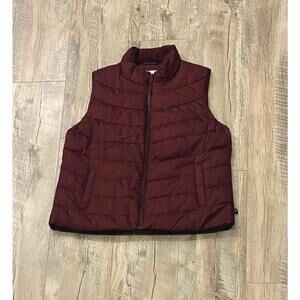 Women's Maroon GAP Puffer Vest Size Medium